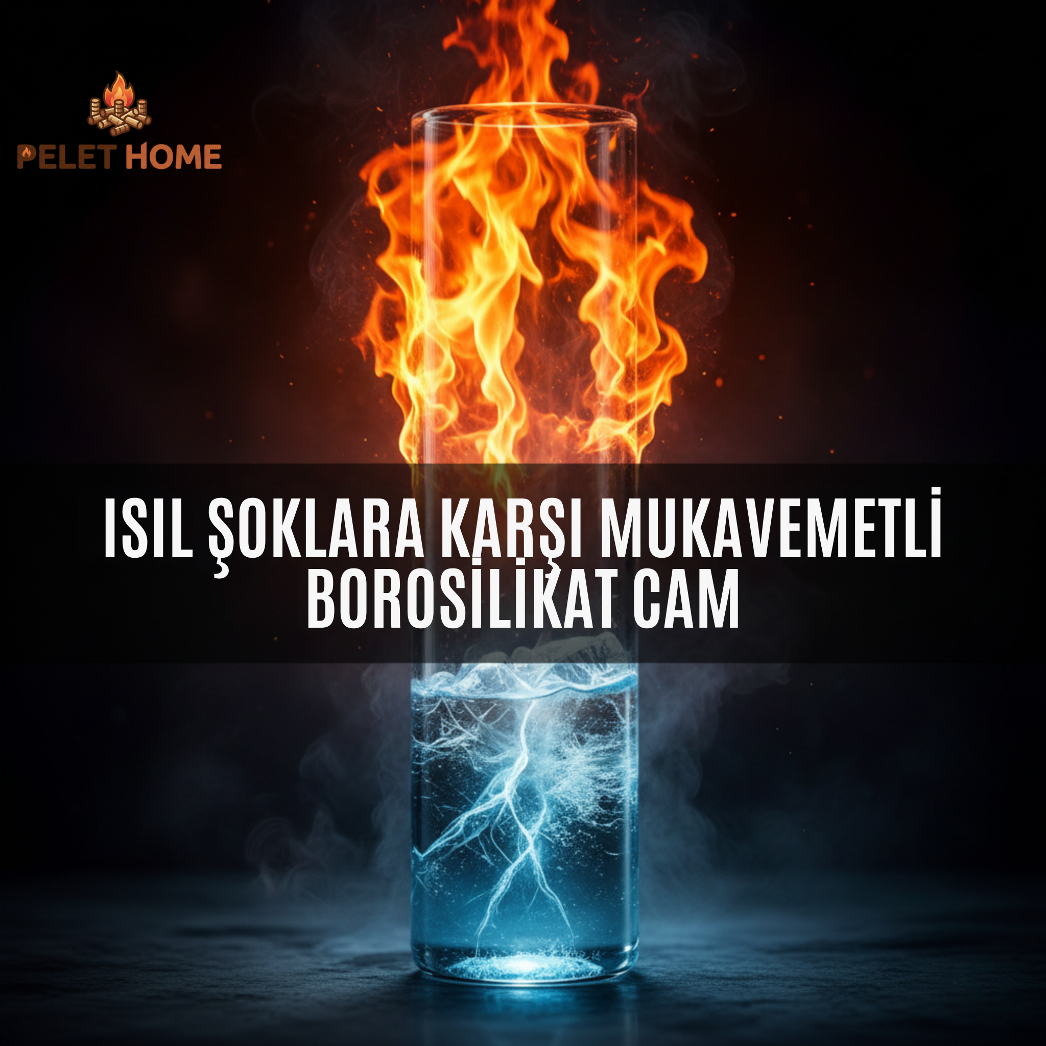 Yüksek Isıya Dayanıklı Borosilikat Cam Boru - 38 cm x 9 cm (Pelet Sobası ve Isıtıcı Uyumlu)